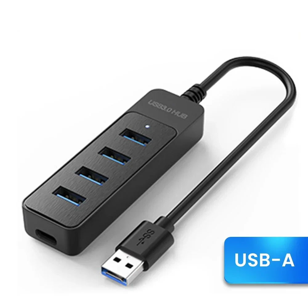 High-Speed 4-Port USB 3.0 & Type-C Hub – Multi-Device Splitter for PC