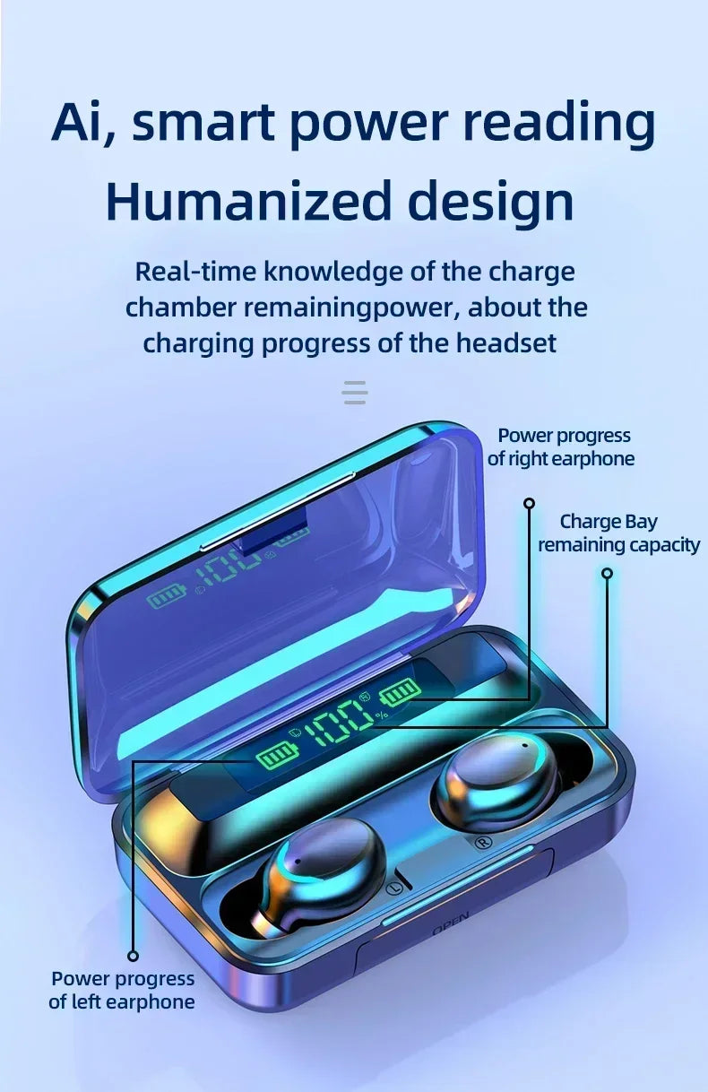 F9 Bluetooth Wireless Earbuds with Mic & Noise Reduction