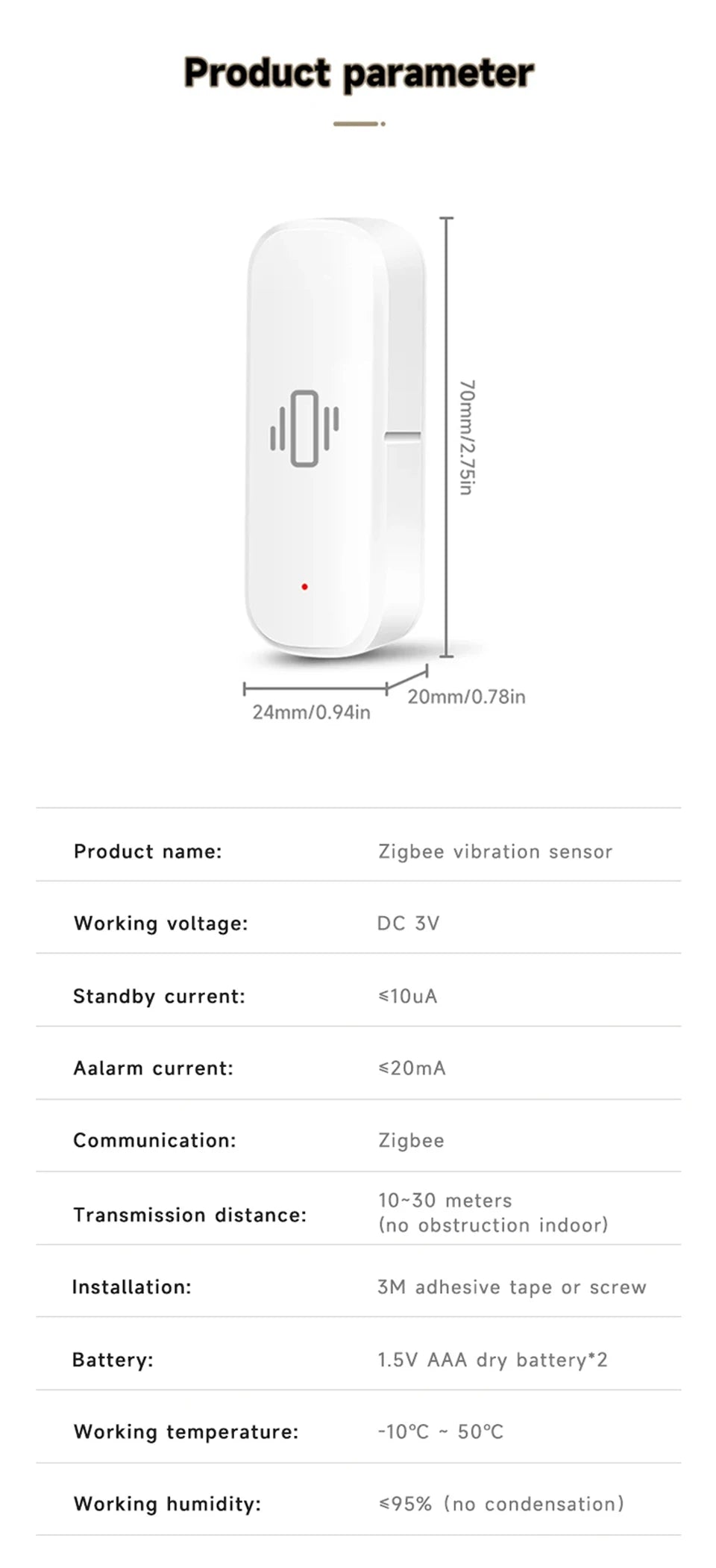Tuya Zigbee Vibration & Tilt Sensor