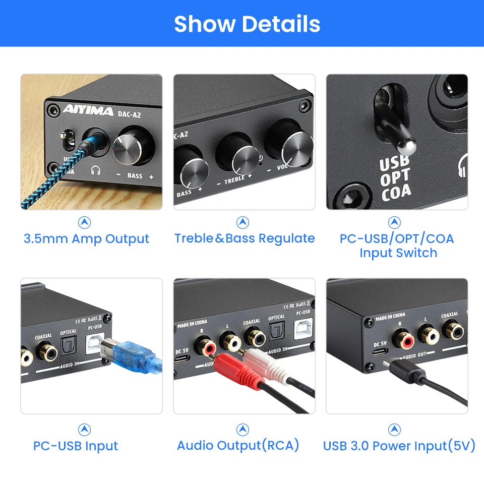 AIYIMA DAC-A2 HiFi USB Audio Decoder & Headphone Amp