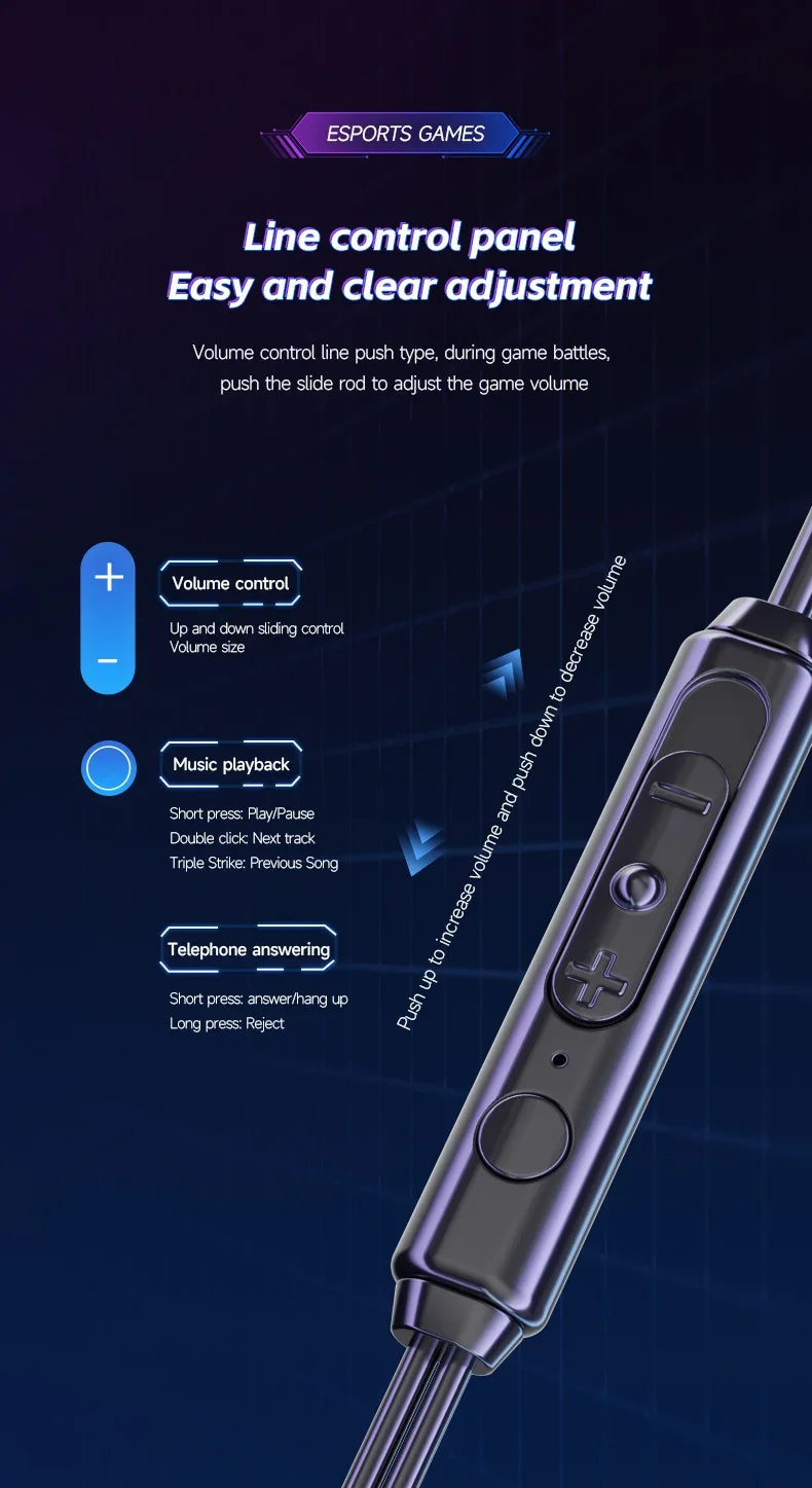 Gaming In-Ear Headphones with Dual Mics – Type-C & 3.5mm