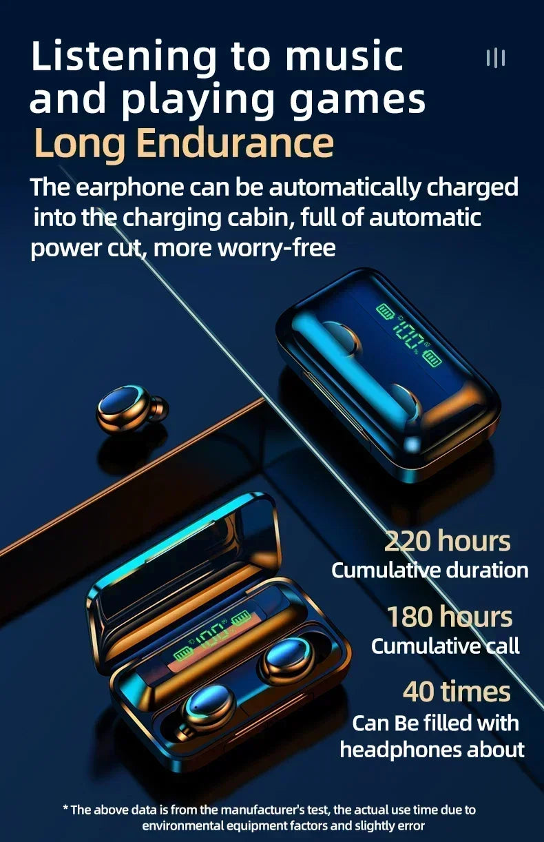F9 Bluetooth Wireless Earbuds with Mic & Noise Reduction