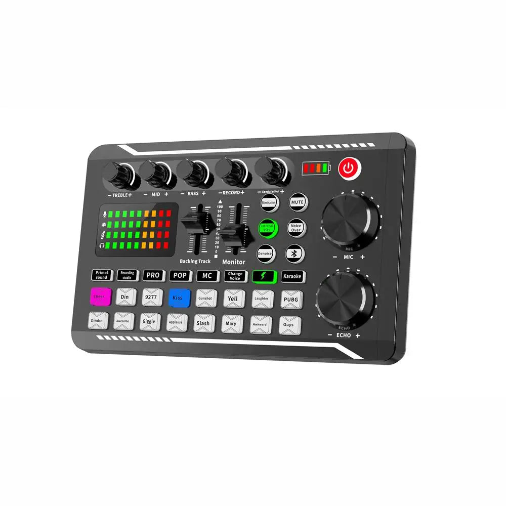 Live Sound Card & Audio Interface – Bluetooth Mixer with Voice Effects