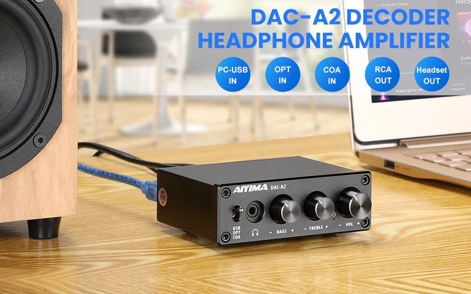 AIYIMA DAC-A2 HiFi USB Audio Decoder & Headphone Amp