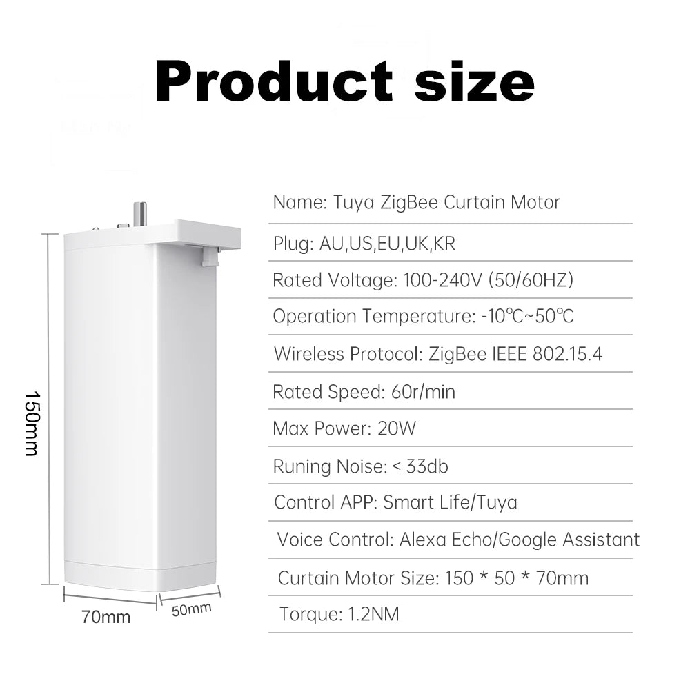 Tuya 155mm ZigBee/WiFi Electric Curtain Motor