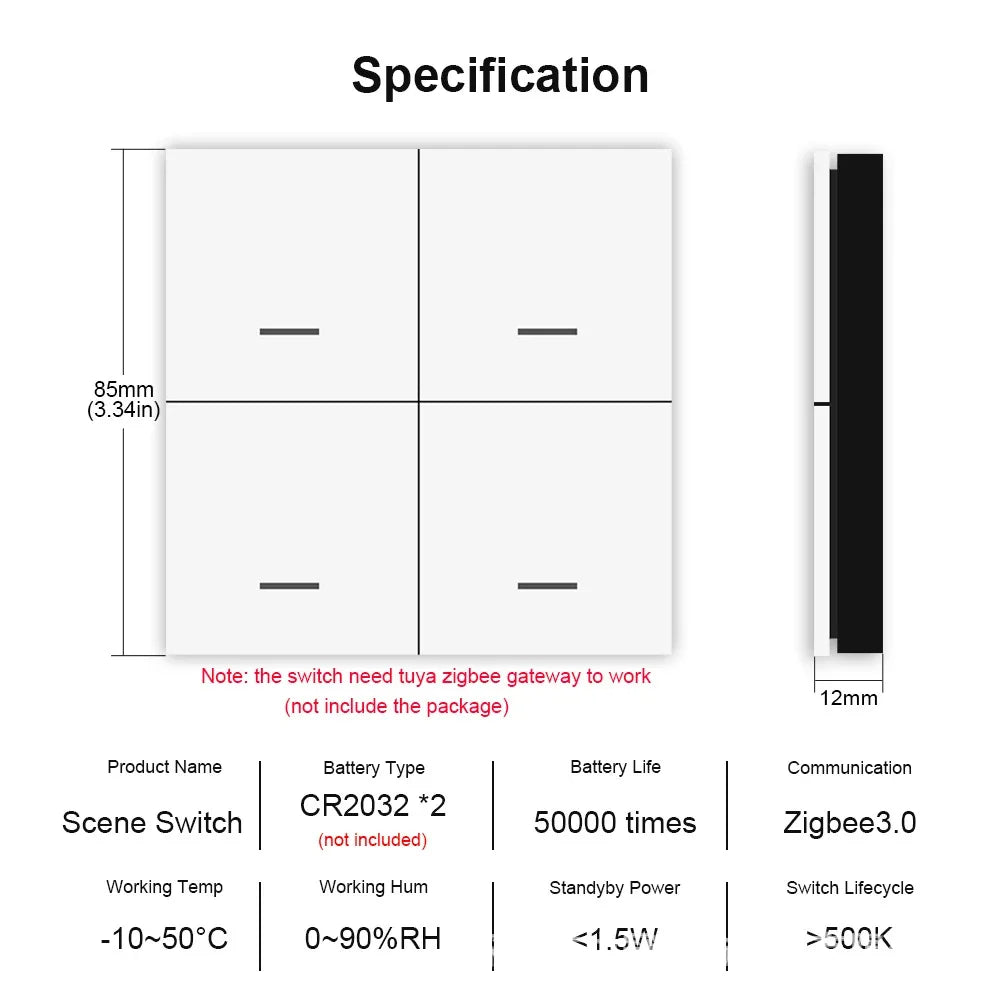 Tuya Smart ZigBee 4-Gang Scene Switch