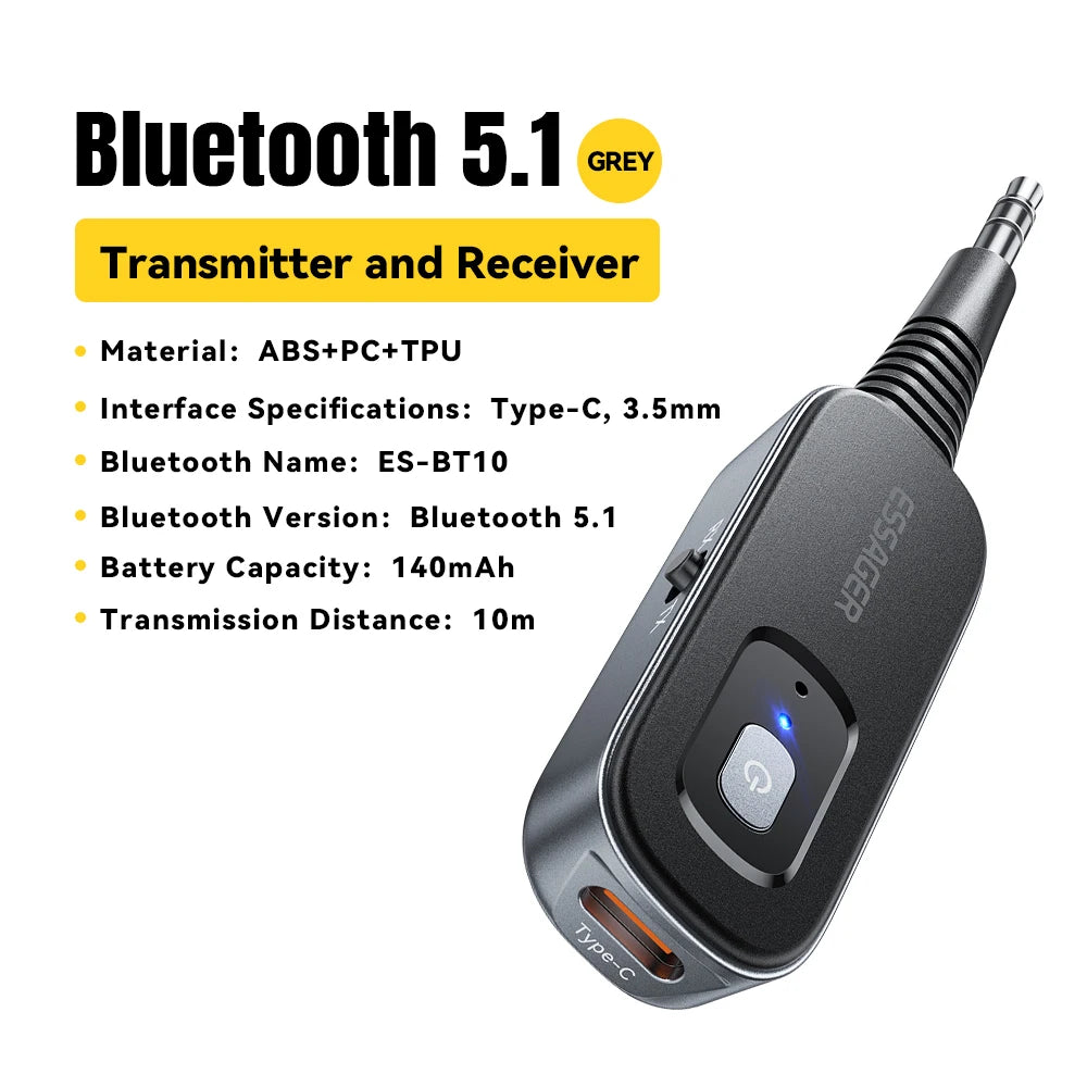 Essager Bluetooth 5.1 Audio Receiver & Transmitter – 3.5mm AUX Wireless Adapter