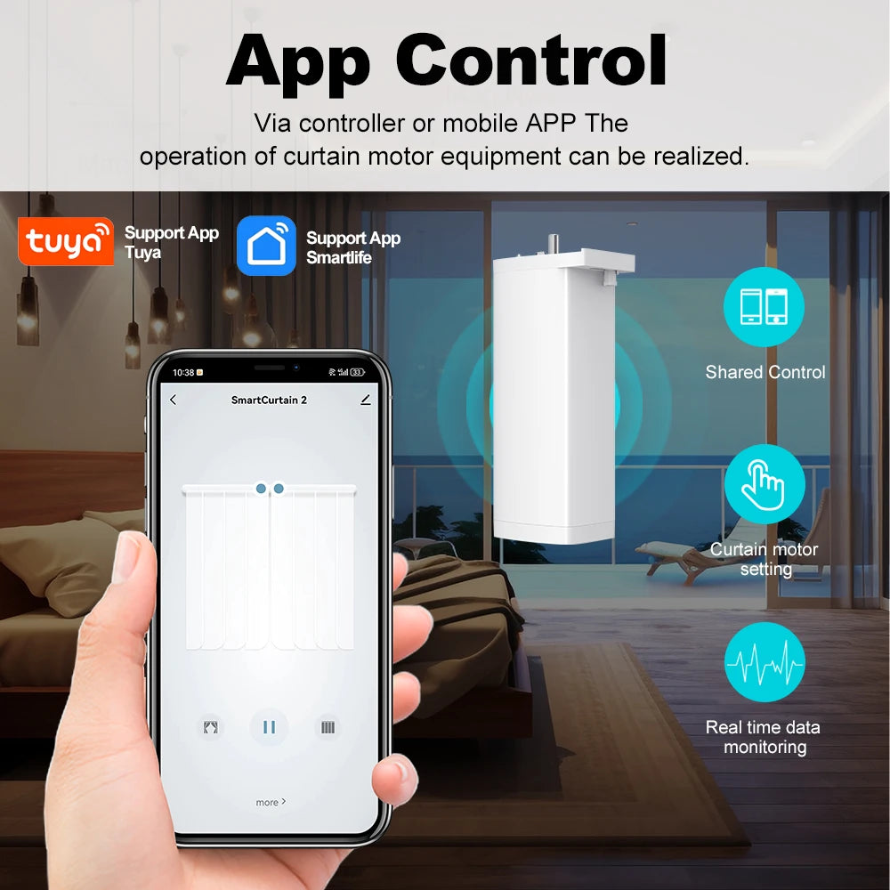 Tuya 155mm ZigBee/WiFi Electric Curtain Motor