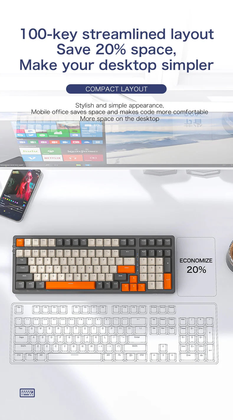 K8 100-Key Wireless Mechanical Keyboard