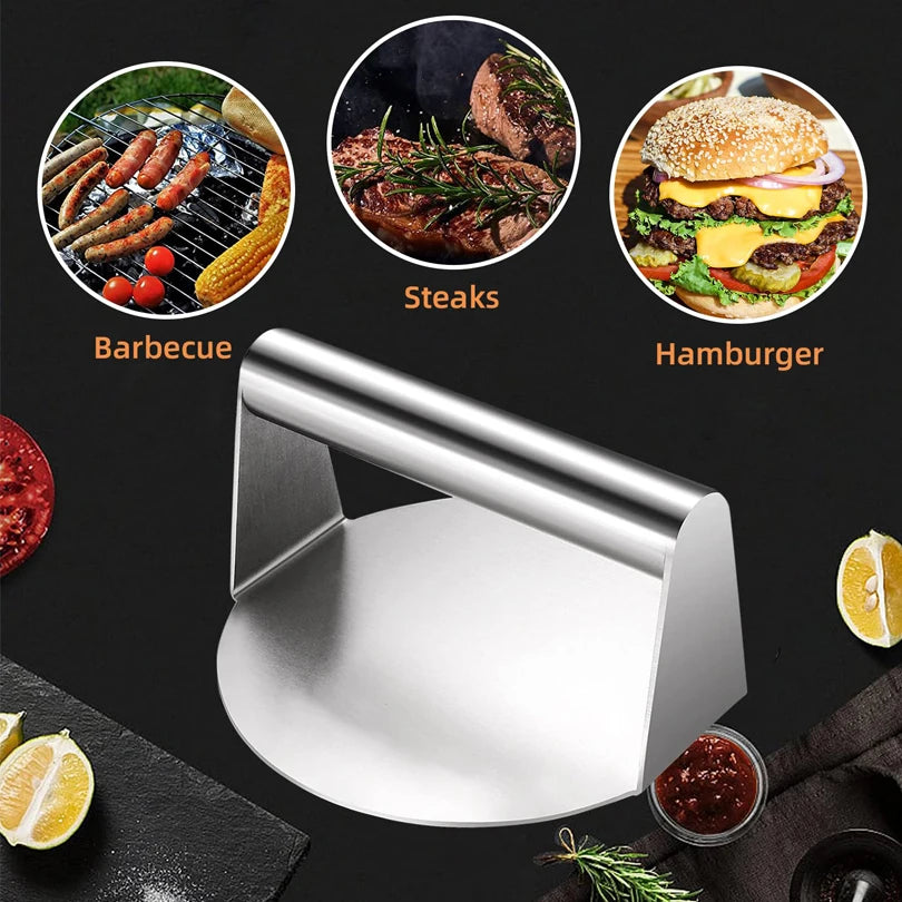 Stainless Steel Smash Burger Press – Circular Meat Masher Mold
