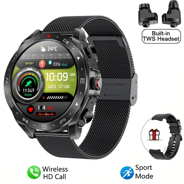2024 Smart Watch with 2-in-1 TWS Bluetooth Earbuds