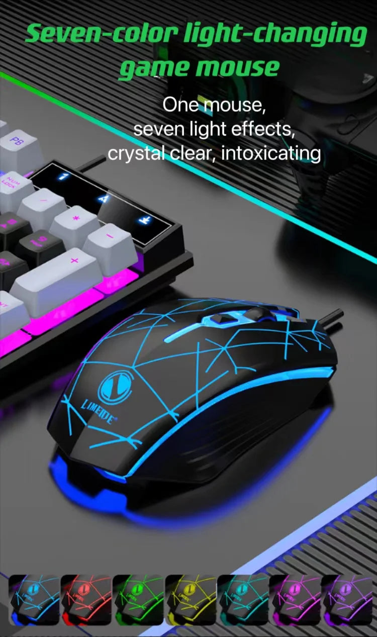 Wired USB Luminous Keyboard & Mouse Set – For Gaming, Office, and PC Use