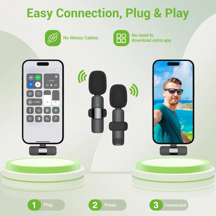 Basix 2.4G Wireless Lavalier Microphone – Mini Mic for iPhone & Android