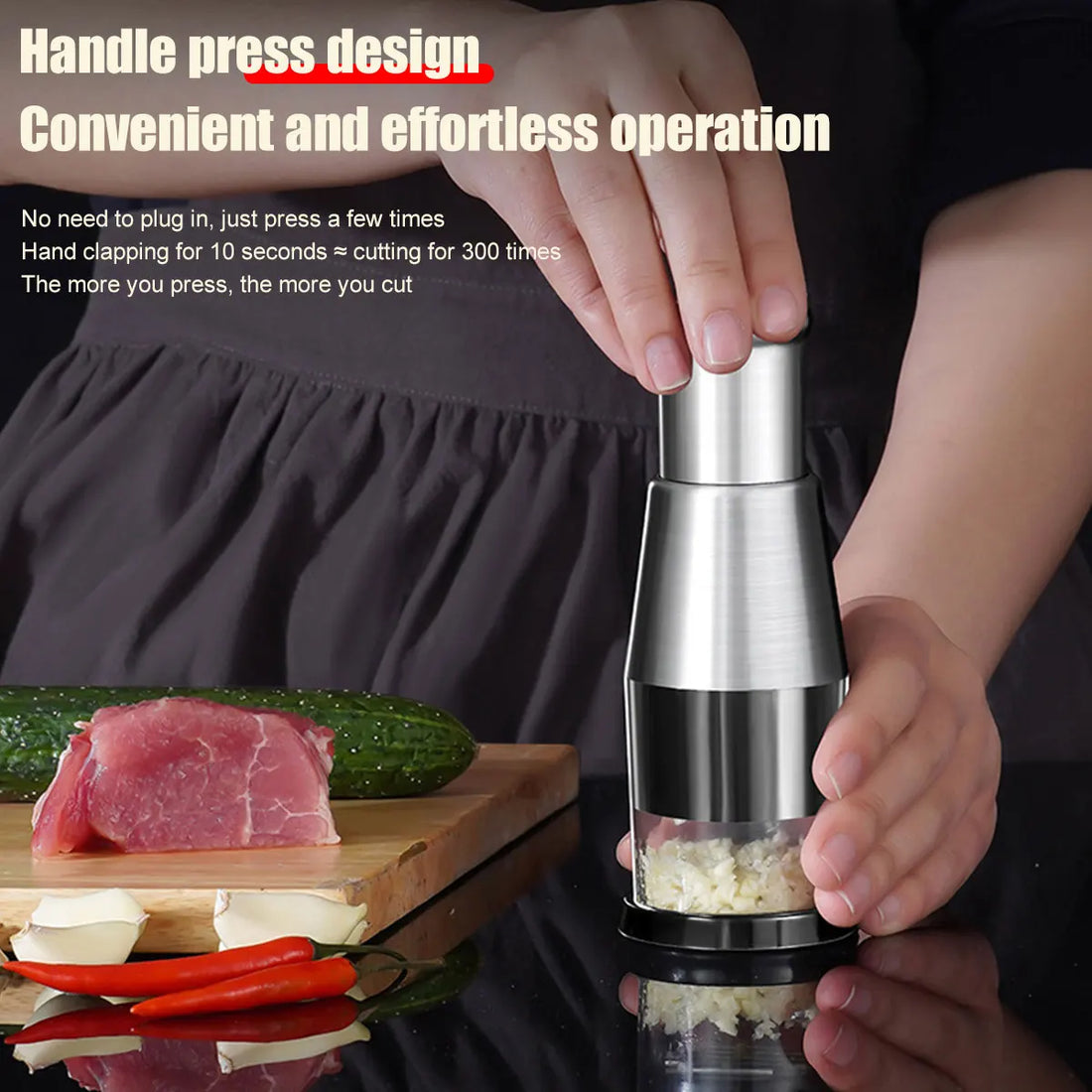 Stainless Steel Pressed Garlic Chopper