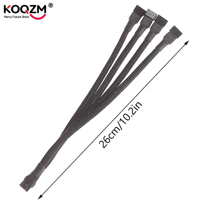 PWM 4-Pin Fan Splitter Cable – 1-to-4 CPU/Case Fan Adapter