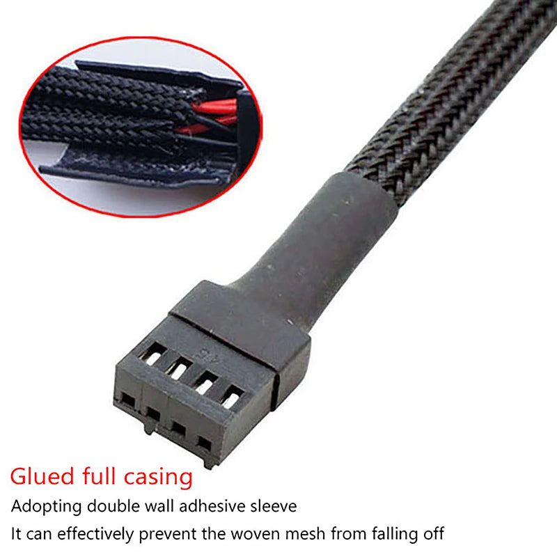 PWM 4-Pin Fan Splitter Cable – 1-to-4 CPU/Case Fan Adapter