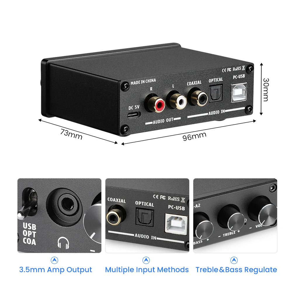 AIYIMA DAC-A2 HiFi USB Audio Decoder & Headphone Amp