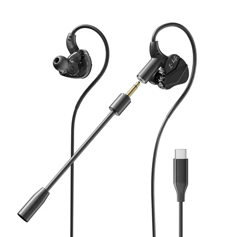 Gaming In-Ear Headphones with Dual Mics – Type-C & 3.5mm