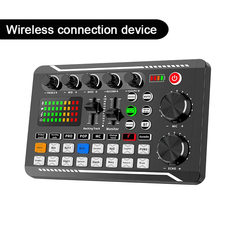 Live Sound Card & Audio Interface – Bluetooth Mixer with Voice Effects