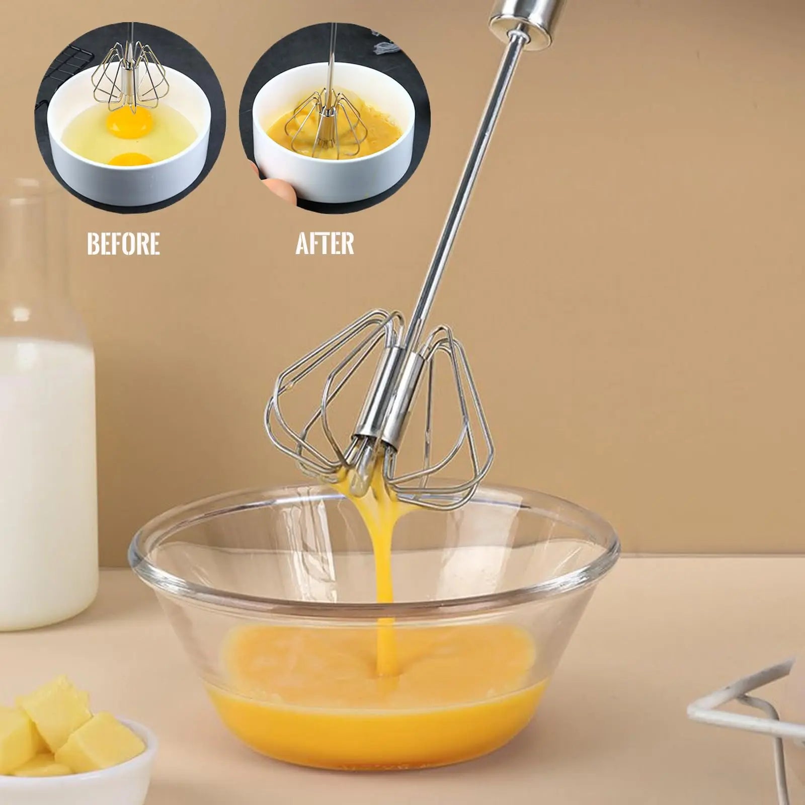 Semi-Automatic Stainless Steel Egg Beater