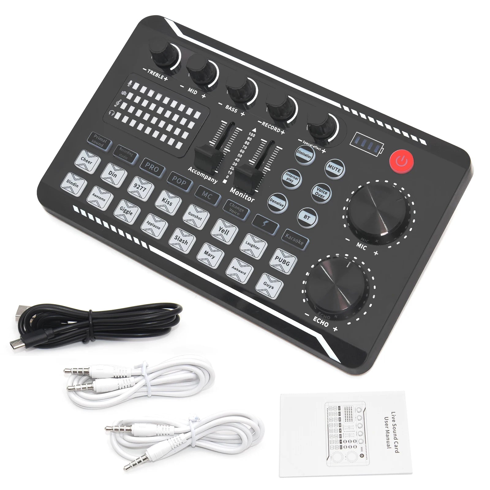 Live Sound Card & Audio Interface – Bluetooth Mixer with Voice Effects
