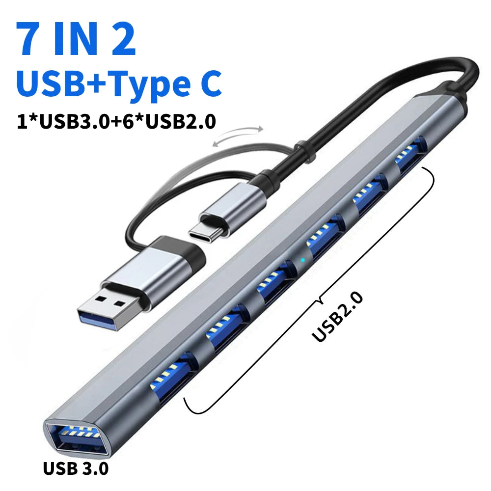 USB-C Multi-Hub Docking Station – USB 3.0, SD/TF, Audio & Type-C Adapter