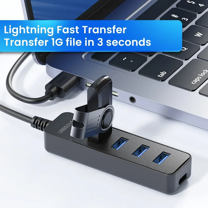 High-Speed 4-Port USB 3.0 & Type-C Hub – Multi-Device Splitter for PC
