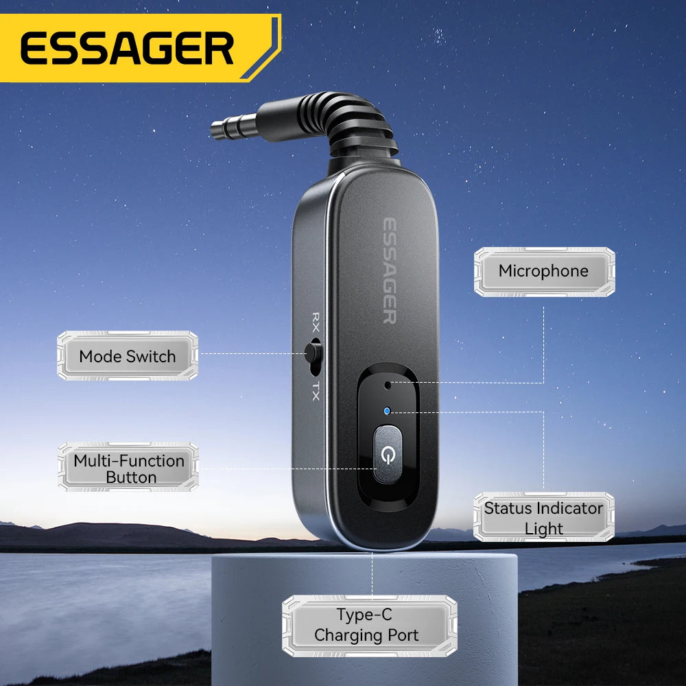 Essager Bluetooth 5.1 Audio Receiver & Transmitter – 3.5mm AUX Wireless Adapter