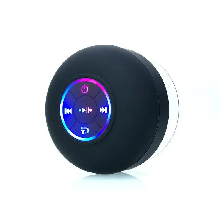 Portable Waterproof Bluetooth Speaker – LED Light & Suction Cup Wall Mount