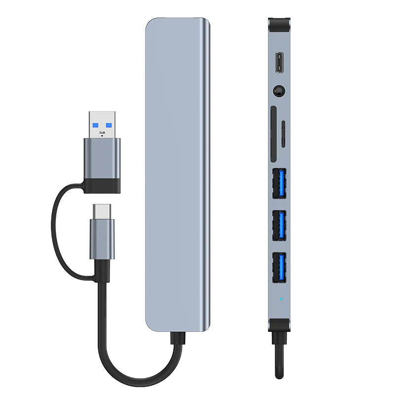 USB-C Multi-Hub Docking Station – USB 3.0, SD/TF, Audio & Type-C Adapter