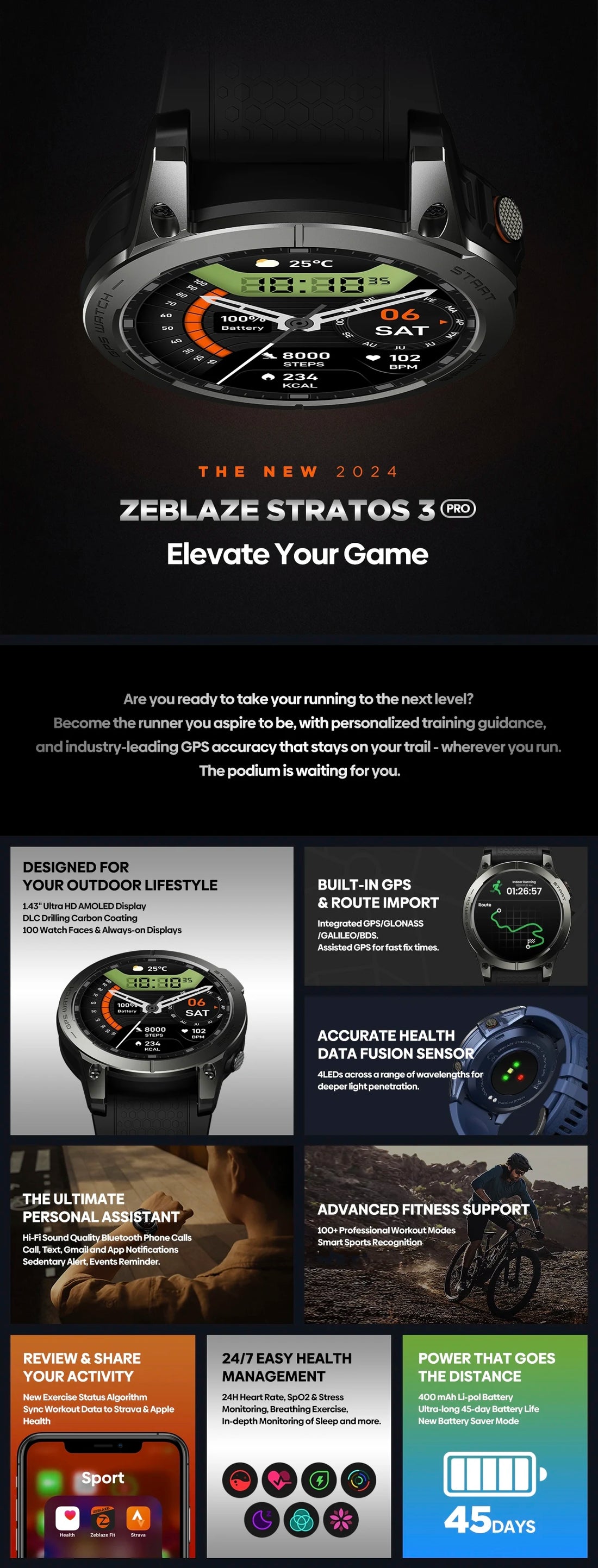 Zeblaze Stratos 3 Pro – GPS Smartwatch