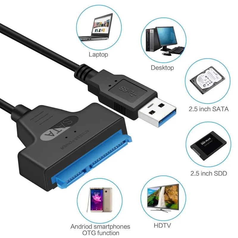USB 3.0 to SATA Adapter – 2.5" SSD/HDD Hard Drive Converter Cable