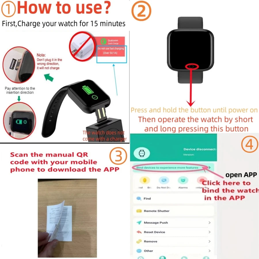 Y68 Smart Watch – Bluetooth Fitness Tracker with Music & Heart Monitor