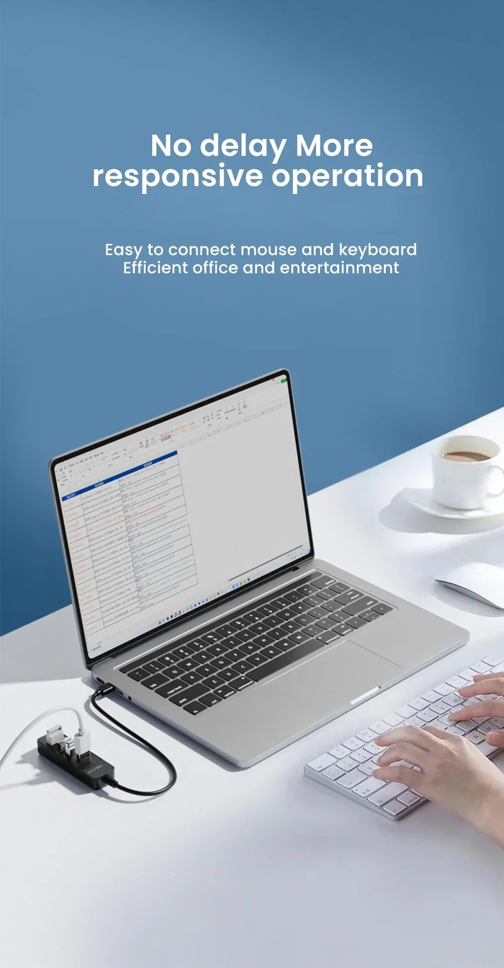 High-Speed 4-Port USB 3.0 & Type-C Hub – Multi-Device Splitter for PC