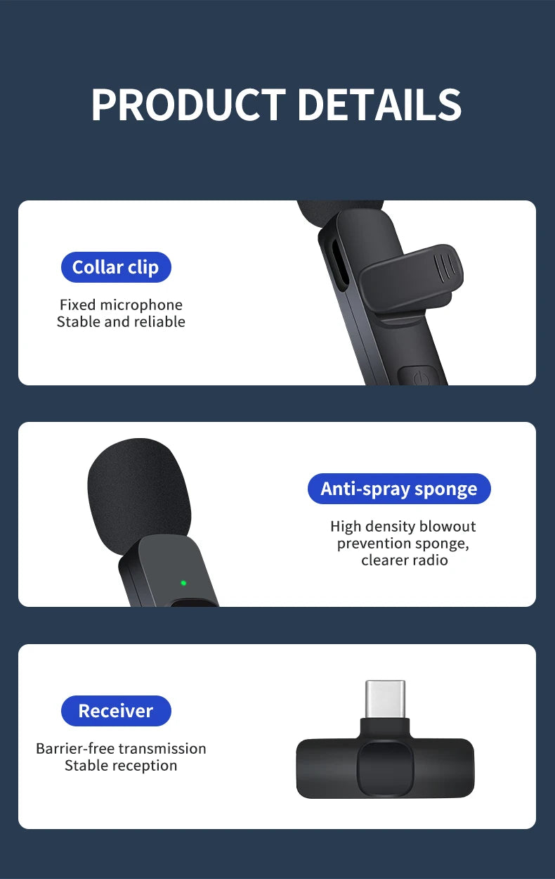 Basix 2.4G Wireless Lavalier Microphone – Mini Mic for iPhone & Android