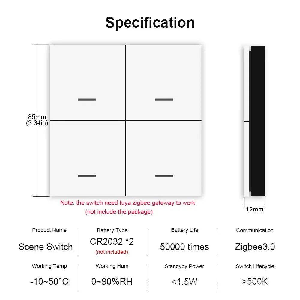 Tuya Smart ZigBee 4-Gang Scene Switch